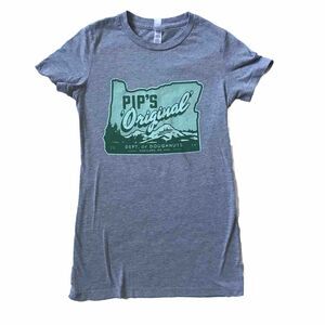 Womens Pip's Original Department Of Donuts TEE T SHIRT Small S Gray Green Oregon